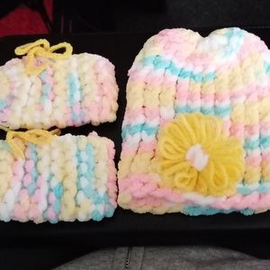 Hand made knitted hat & baby boots